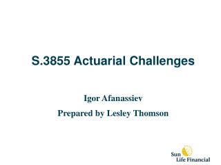 S.3855 Actuarial Challenges