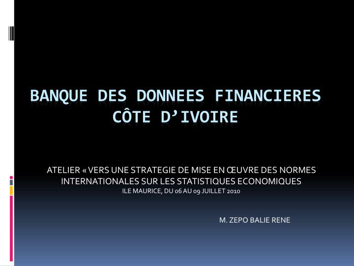 banque des donnees financieres c te d ivoire