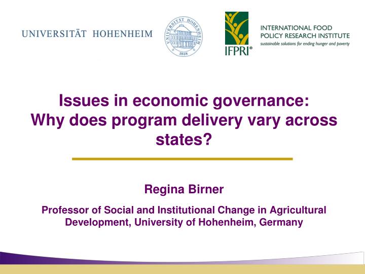 issues in economic governance why does program delivery vary across states