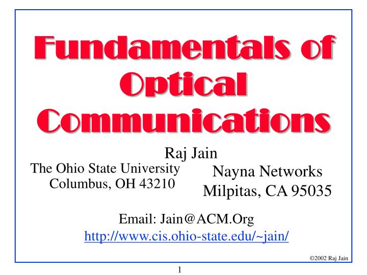 fundamentals of optical communications