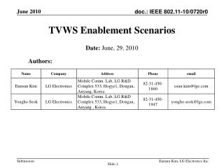 TVWS Enablement Scenarios