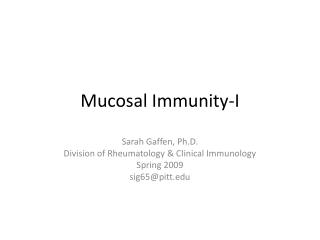Mucosal Immunity-I