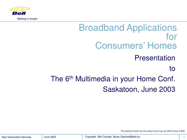 broadband applications for consumers homes
