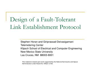 Design of a Fault-Tolerant Link Establishment Protocol