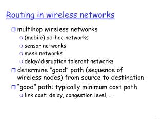 Routing in wireless networks