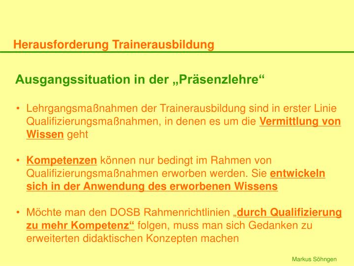 ausgangssituation in der pr senzlehre