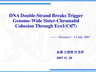 DNA Double-Strand Breaks Trigger Genome-Wide Sister-Chromatid Cohesion Through Eco1(Ctf7)