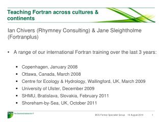 Teaching Fortran across cultures &amp; continents