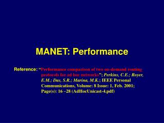 MANET: Performance