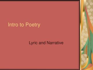 intro to poetry