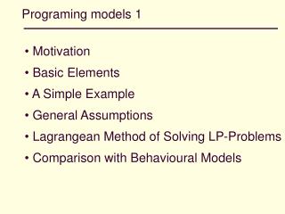 Programing models 1