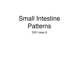 Small Intestine Patterns
