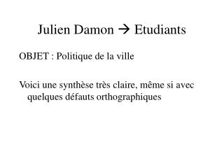 julien damon etudiants