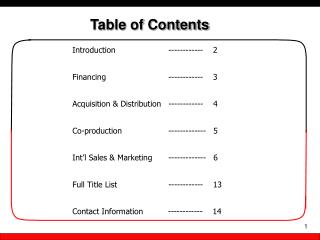 Table of Contents