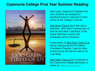 Cazenovia College First Year Summer Reading