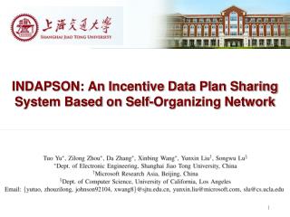 INDAPSON: An Incentive Data Plan Sharing System Based on Self-Organizing Network