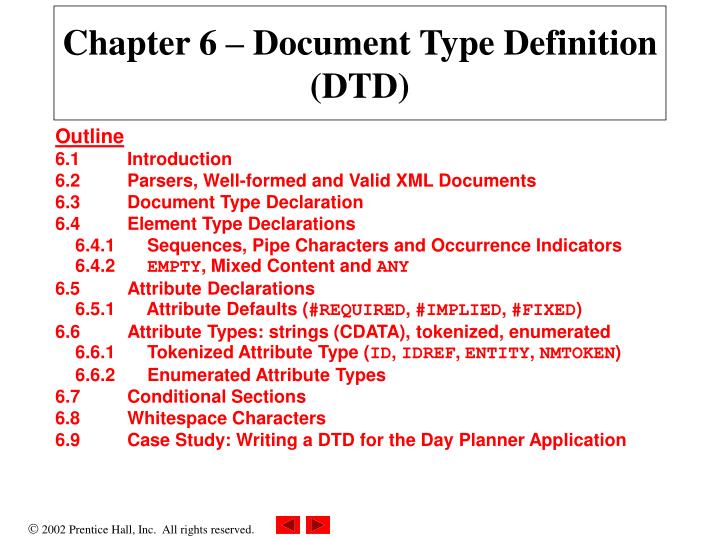 chapter 6 document type definition dtd