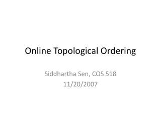 Online Topological Ordering