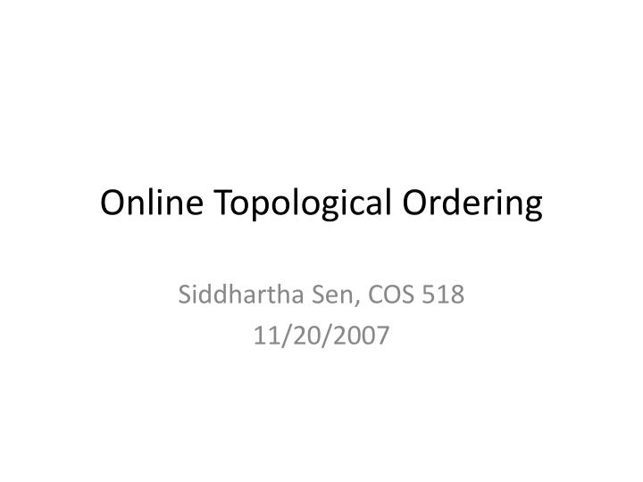 online topological ordering
