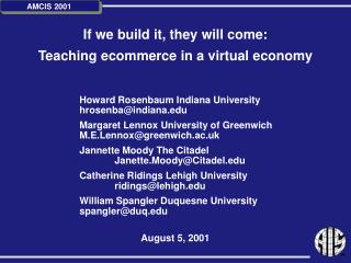 If we build it, they will come: Teaching ecommerce in a virtual economy