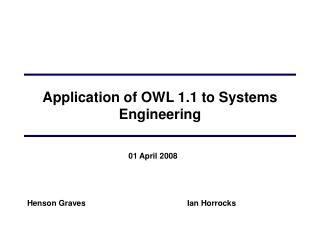 Application of OWL 1.1 to Systems Engineering