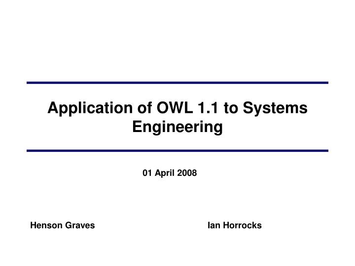 application of owl 1 1 to systems engineering
