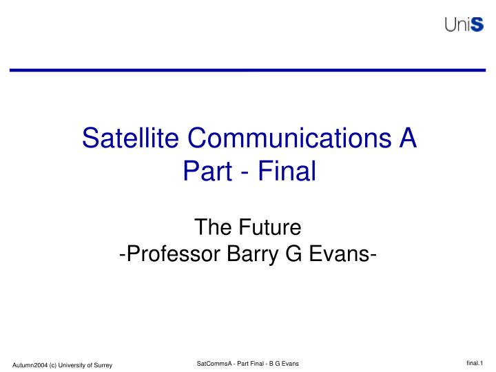 satellite communications a part final