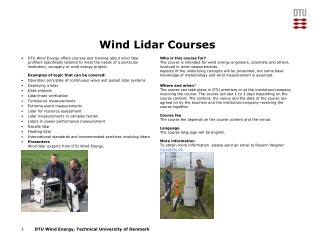Wind Lidar Courses