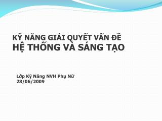 k n ng gi i quy t v n h th ng v s ng t o