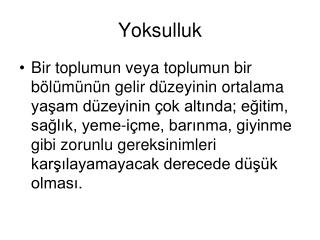 Yoksulluk