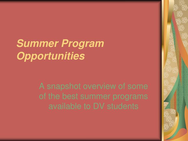 summer program opportunities