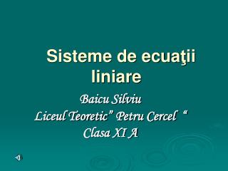 sisteme de ecua ii liniare