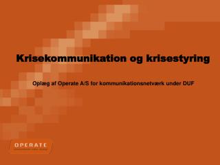 krisekommunikation og krisestyring