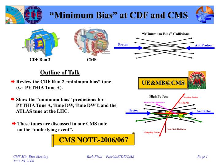 minimum bias at cdf and cms