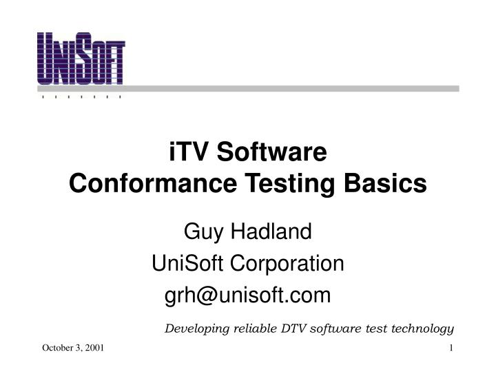 itv software conformance testing basics