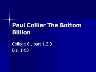 paul collier the bottom billion
