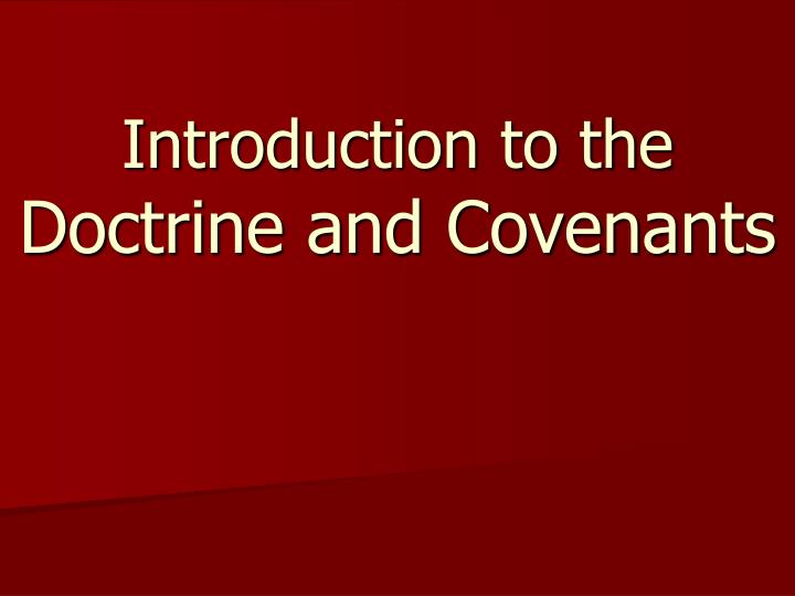 introduction to the doctrine and covenants