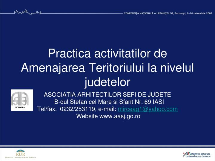 practica activitatilor de amenajarea teritoriului la nivelul judetelor