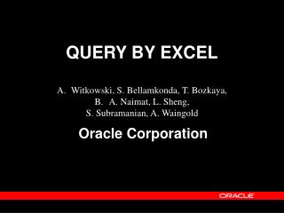 QUERY BY EXCEL