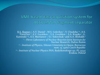 VME based data acquisition system for ACCULINNA fragment separator