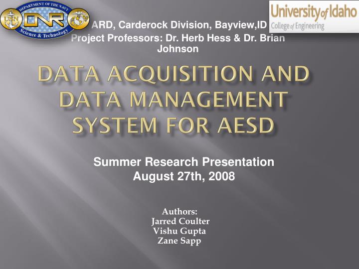 data acquisition and data management system for aesd