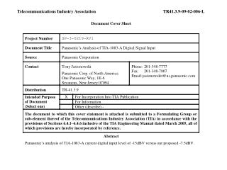 Telecommunications Industry Association	TR41.3.9-09-02-006-L