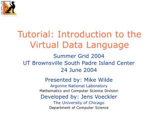 Tutorial: Introduction to the Virtual Data Language