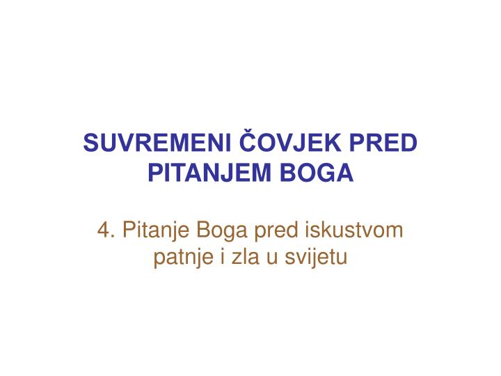 suvremeni ovjek pred pitanjem boga