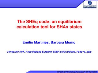The SHEq code: an equilibrium calculation tool for SHAx states