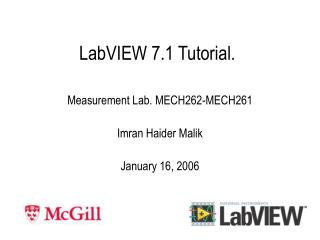 LabVIEW 7.1 Tutorial.