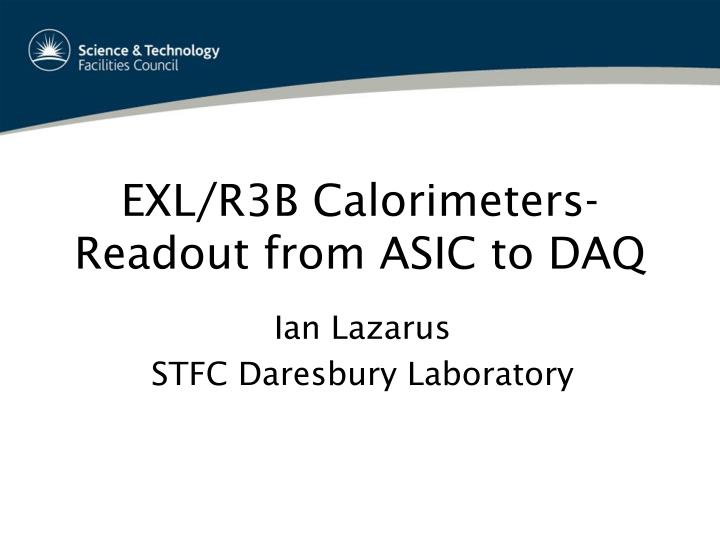 exl r3b calorimeters readout from asic to daq