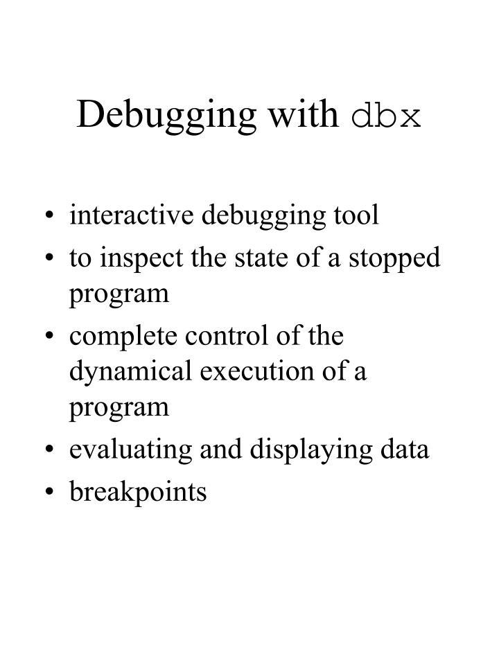 debugging with dbx