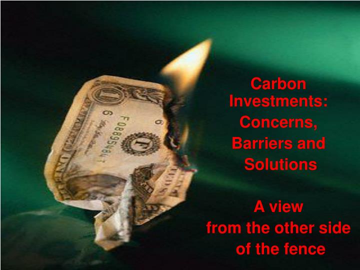 carbon investments concerns barriers and solutions a view from the other side of the fence