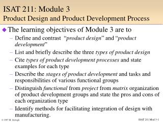 ISAT 211: Module 3 Product Design and Product Development Process